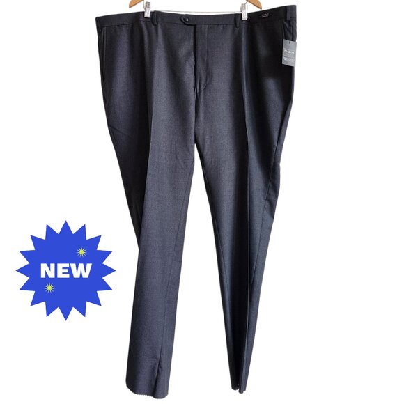 52 Waist Dress Pants Gray Charcoal Jos A Bank Traveler Pant Wool Tailored Fit Sz - Picture 1 of 17